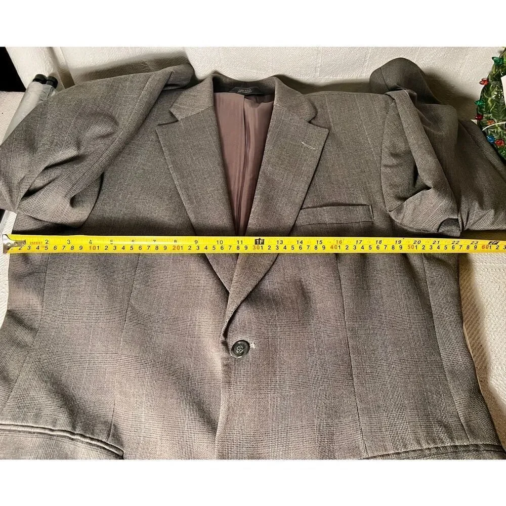 Haggar Black Label Gray Checked Wool Blend Suit Sz Jacket 44R 38/30Pants